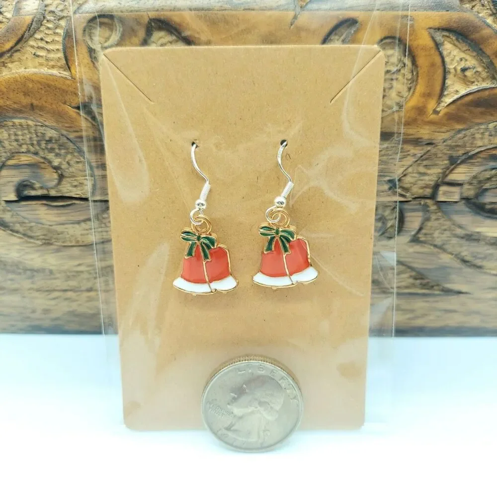 Christmas Bell Earrings Christmas Earrings with Bow